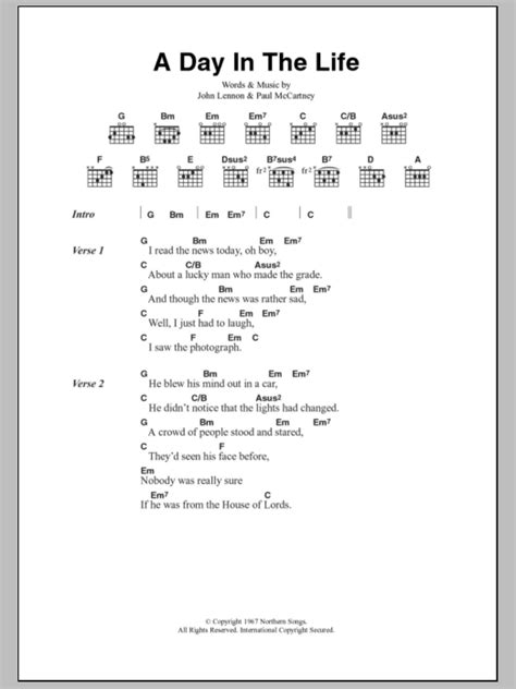 a day in the life chords|a day in the life lyrics chords.